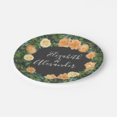 Donkere grijze pperbruiloft Modern Floral Papieren Bordje (Gekanteld)