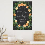 Donkere grijze pperbruiloft Modern Floral Poster (Keuken)