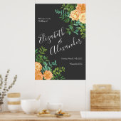 Donkere grijze pperbruiloft Modern Floral Poster (Keuken)