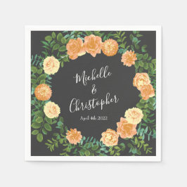 Donkere grijze pperbruiloft Modern Floral Servet