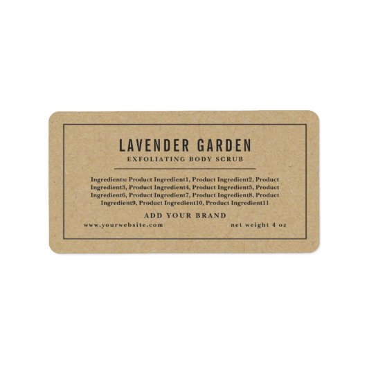 Donkere grijze rand en lijn ingrediënten lijst Kra Etiket (Voorkant)