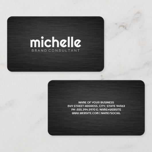 Donkere grijze textuur | Eenvoudige tekst Visitekaartje (Voorkant / Achterkant)