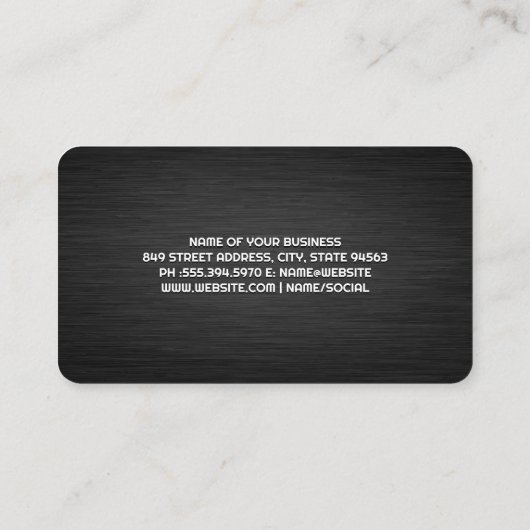 Donkere grijze textuur | Eenvoudige tekst Visitekaartje (Achterkant)