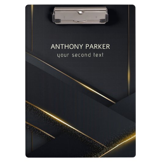Donkere grijze zwarte lijnen en gouden lijnen klembord (Voorkant)