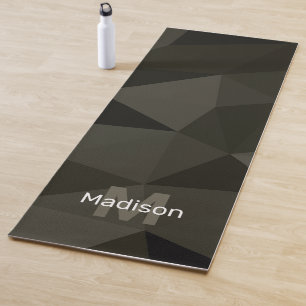 Donkere grijze zwarte meetkundige gaas Monogram Yogamat