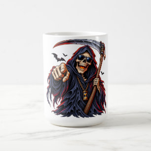 Donkere Grim Reaper Halloween – Schedel met Zeis, Magische Mok