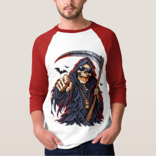 Donkere Grim Reaper Halloween – Schedel met Zeis, T-shirt