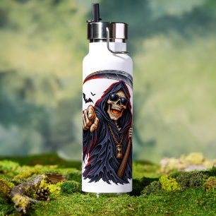 Donkere Grim Reaper Halloween – Schedel met Zeis, Waterfles
