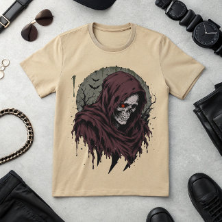 Donkere Grim Reaper Schedel Grafische T-Shirt