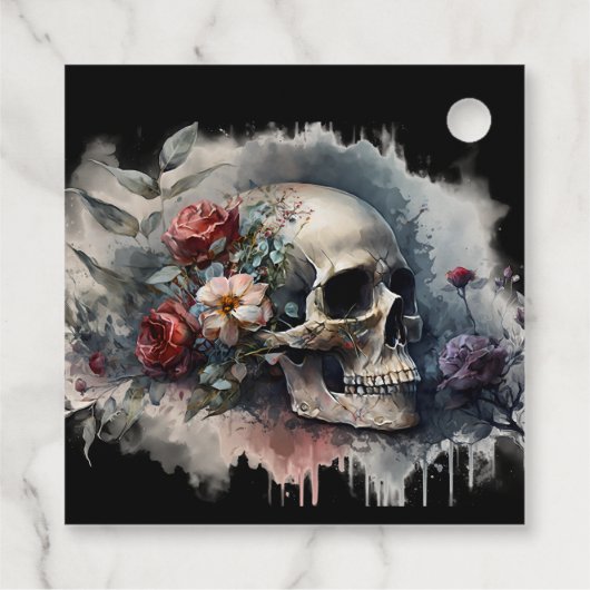 Donkere Grimmige Gotische Bruid of Sterf Bruidsmei Bedankjes Labels (Achterkant)