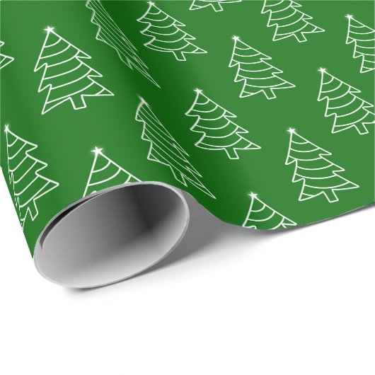 Donkere groene achtergrond kerstboom cadeaupapier (Rol Hoek)