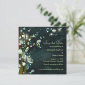 Donkere groene bomen bruiloft sparen de Datum Save The Date (Staand voorkant)