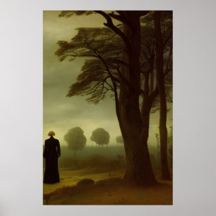 Donkere groene bosschilders poster