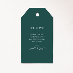 Donkere groene bruiloft Welkomstcadeautjes Labels Cadeaulabel