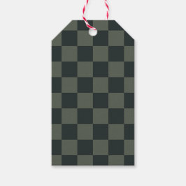 Donkere groene checkboard cadeaulabel