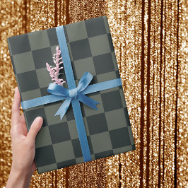 Donkere groene checkboard cadeaupapier