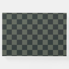 Donkere groene checkboard gastenboek