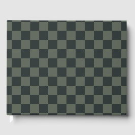 Donkere groene checkboard gastenboek