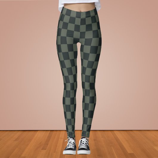 Donkere groene checkboard leggings
