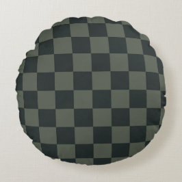 Donkere groene checkboard rond kussen