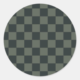 Donkere groene checkboard ronde sticker