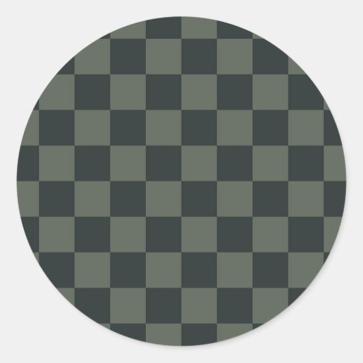 Donkere groene checkboard ronde sticker (Voorkant)