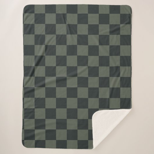 Donkere groene checkboard sherpa deken (Voorkant)