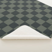 Donkere groene checkboard sherpa deken (3/4)