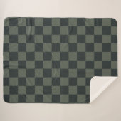 Donkere groene checkboard sherpa deken (Voorkant (horizontaal))