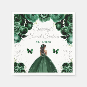 Donkere groene donkere huid prinses Sweet Sixteen Servet