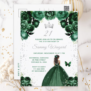 Donkere groene donkere huid prinses verjaardagsfee briefkaart