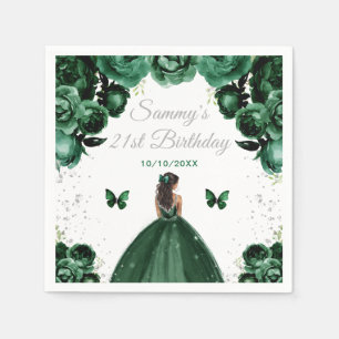 Donkere groene donkere huid prinses verjaardagsfee servet