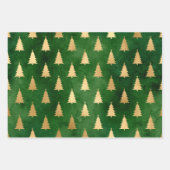 Donkere groene en gouden kerstbomen inpakpapier vel (Voorkant 3)