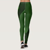 Donkere groene en Limoen wervelgolvende Leggings (Achterkant)