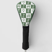 Donkere groene en witte checkboard Golf Head-Hoesj Golfheadcover (Voorkant)