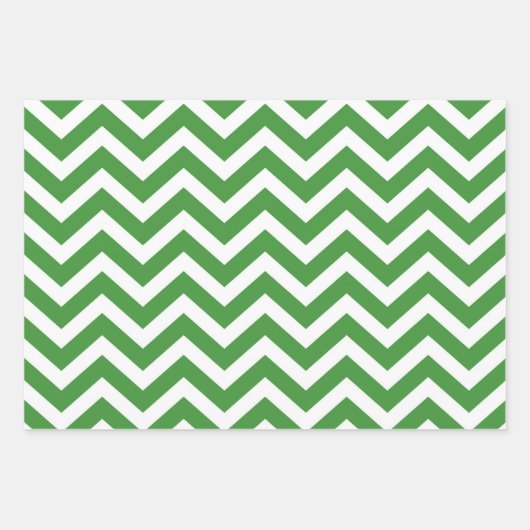 Donkere groene en witte Chevron bruiloft op zaterd Inpakpapier Vel (Voorkant)