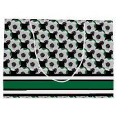 Donkere groene en zwarte Voetballen personaliseren Groot Cadeauzakje (Achterkant)