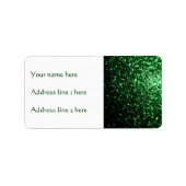 Donkere groene faux glitter sparkles Personaliseer Etiket (Voorkant)