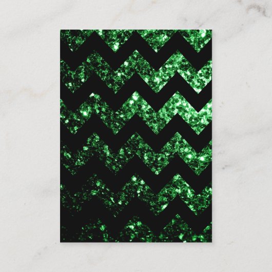 Donkere groene faux glitter sparkles zwarte Chevro Visitekaartje (Achterkant)