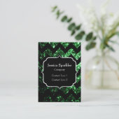 Donkere groene faux glitter sparkles zwarte Chevro Visitekaartje (Staand voorkant)
