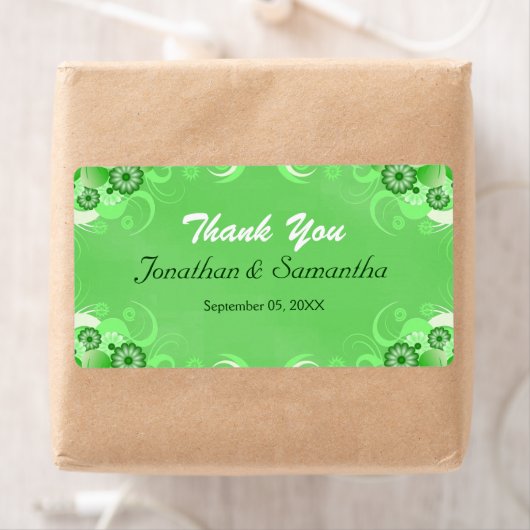 Donkere groene Floral Large Wedding Favor Labels (Insitu)