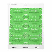 Donkere groene Floral Large Wedding Favor Labels (Full Sheet)