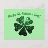 Donkere groene glitter spargel Shamrock St Patrick Briefkaart (Voorkant)