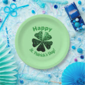 Donkere groene glitter spargel Shamrock St Patrick Papieren Bordje (Feest)