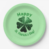 Donkere groene glitter spargel Shamrock St Patrick Papieren Bordje (Voorkant)