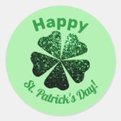 Donkere groene glitter spargel Shamrock St Patrick Ronde Sticker (Voorkant)