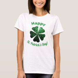 Donkere groene glitter spargel Shamrock St Patrick T-shirt