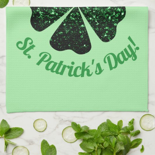 Donkere groene glitter spargel Shamrock St Patrick Theedoek (Gevouwen)