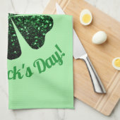 Donkere groene glitter spargel Shamrock St Patrick Theedoek (Quarter Fold)