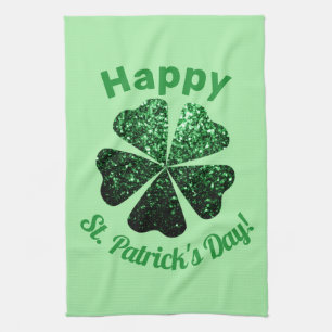 Donkere groene glitter spargel Shamrock St Patrick Theedoek